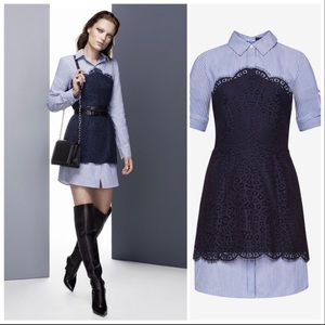 BCBGMaxAzria Kaylin Lace striped shirtdress Size 2